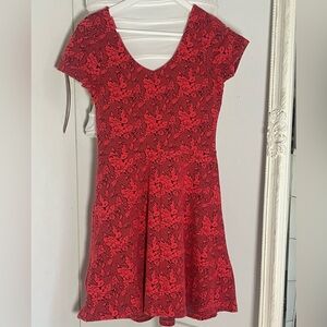 Topshop Red Floral Mini Dress